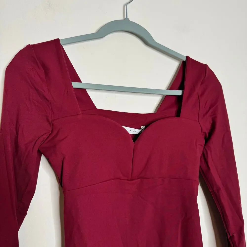 Susana Monaco Sweetheart Long Sleeve Top Red NWT Size Small
